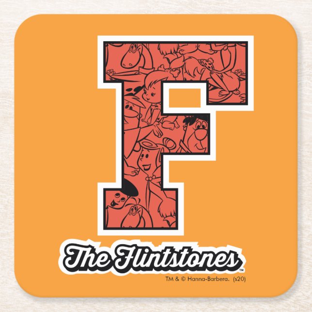 The Flintstones | Collegiate Style Monogram Rechteckiger Pappuntersetzer (Vorderseite)