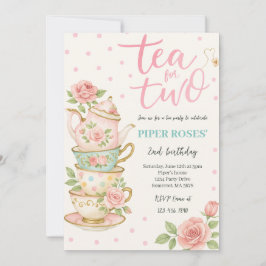 Thé Floral Rose Pour Deux Invitation Anniversaire