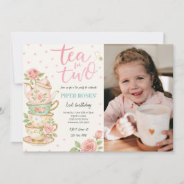 Thé Floral Rose Pour Deux Invitation Photo Anniver