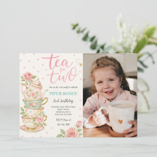 Thé Floral Rose Pour Deux Invitation Photo Anniver