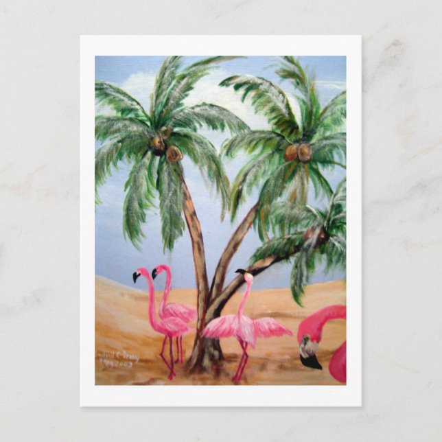 "The Florida Flamingos" Vertikale Wildlife Postkar Postkarte (Vorderseite)