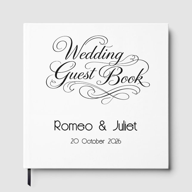 The Flourished Script Wedding Guest Book Gästebuch (Vorderseite)