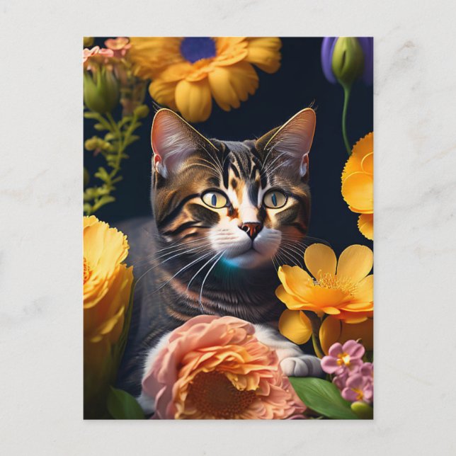 the flower cat postkarte (Vorderseite)