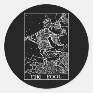 The Fool Tarot Card Court Jester Halloween Gothic Runder Aufkleber