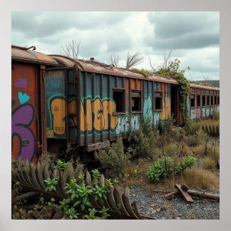 The Forgotten Railway – Abandoned Graffiti Train Poster