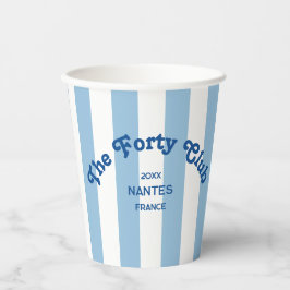 The Forty Club Blue Cabana Stripe 40th Birthday  Pappbecher
