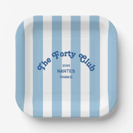 The Forty Club Blue Cabana Stripe 40th Birthday  Pappteller