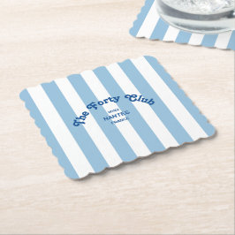 The Forty Club Blue Cabana Stripe 40th Birthday Untersetzer