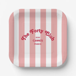 The Forty Club Pink Cabana Stripe 40th Birthday  Pappteller