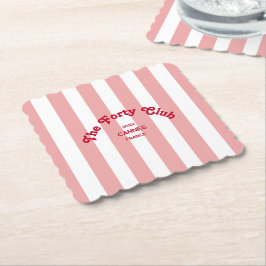 The Forty Club Pink Cabana Stripe 40th Birthday Untersetzer