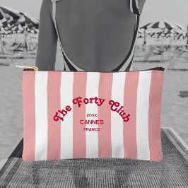 The Forty Club Pink Cabana Stripe 40th Birthday  Zubehörtasche