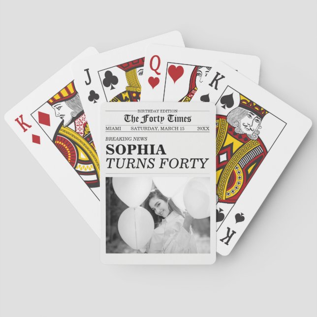 The Forty Times Newspaper 40th Birthday Party Spielkarten (Rückseite)