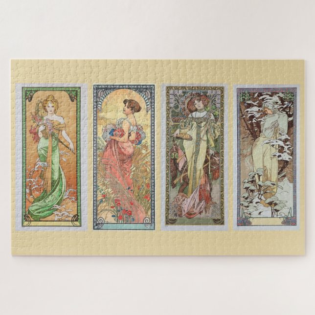 The Four Seasons 1900: Ein Jugendstil von Mucha (Horizontal)