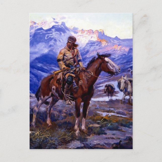 "The Free Trappers" von Charles M Russell Postkarte (Vorderseite)