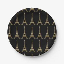 The French Black Eiffel Tower Paris Themenpapier T Pappteller