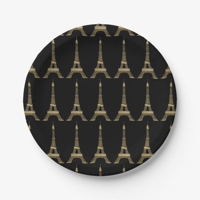 The French Black Eiffel Tower Paris Themenpapier T Pappteller (Vorderseite)