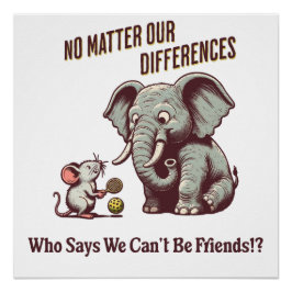 The Friendly Elephant and Mouse Poster