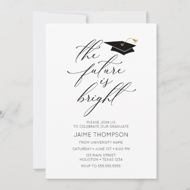The future is bright Modern Graduation Invitation Einladung (Vorderseite)