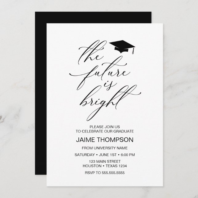 The future is bright Modern Graduation Invitation Einladung (Vorne/Hinten)