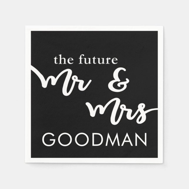 The Future Mr. and Mrs Cocktail Napkins (Black) Serviette (Vorderseite)