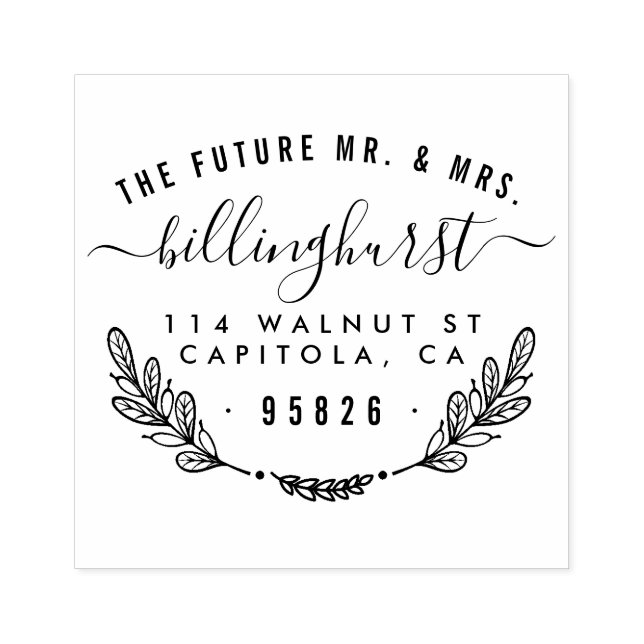The Future Mr & Mrs. Rustic Script Rücksendeadress Gummistempel (Prägung)