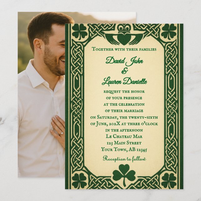 The Gaelic Seal Photo Wedding Invitation (Devant / Derrière)