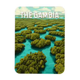 The Gambia Illustration Travel Art Vintag Magnet