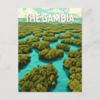 The Gambia Illustration Travel Art Vintag
