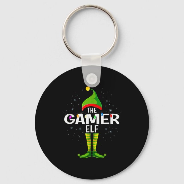The Gamer Elf Christmas Group Family Pajama  Schlüsselanhänger (Vorderseite)