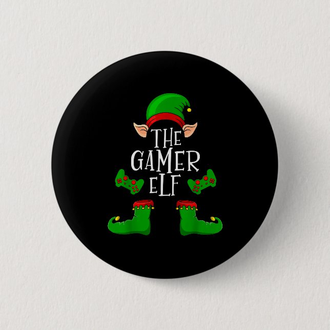 The Gamer Elf Christmas Matching  Button (Vorderseite)
