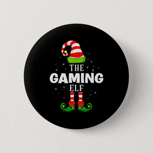 The Gaming Elf Christmas Pjs Matching Pajama  Button (Vorderseite)