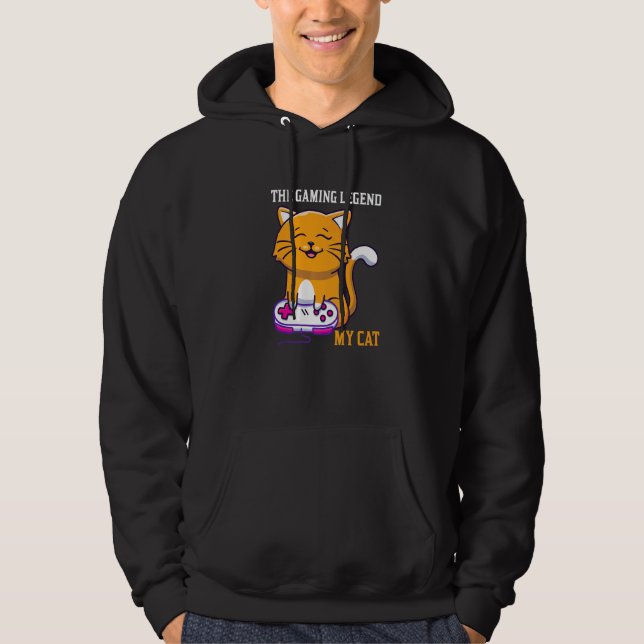 The Gaming Legend My Cat Gamer Kitten Cute Meme   Hoodie (Vorderseite)