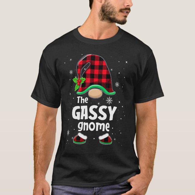The Gassy Gnome Buffalo Plaid Christmas Matching F T-Shirt (Vorderseite)