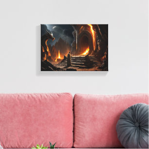 The Gate of the Fire Realm: Eine Heldenkonfrontati Leinwanddruck