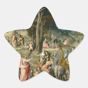 The Gathering of Manna - Francesco Bacchiacca Stern-Aufkleber