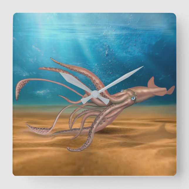 THE GIANT SQUID QUADRATISCHE WANDUHR (Vorderseite)