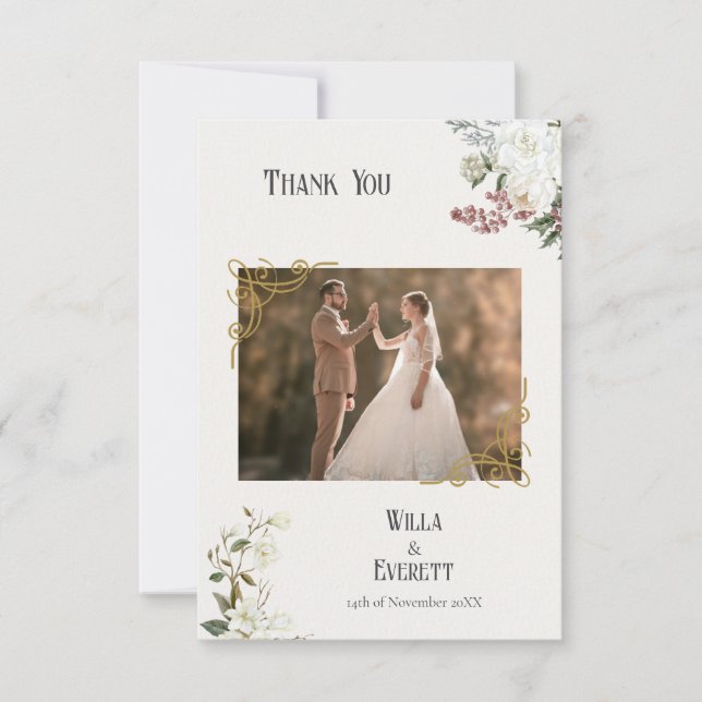 The Gilded Garden Wedding Dankeschön Card Dankeskarte (Vorderseite)