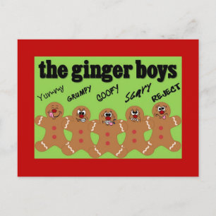 "The Ginger Boys" Gingerbread Man Boy Band Postkarte