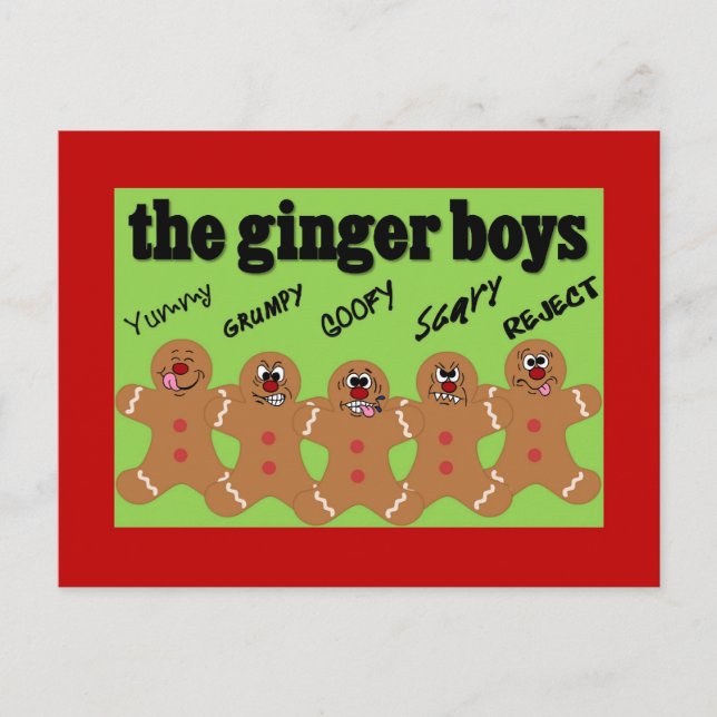 "The Ginger Boys" Gingerbread Man Boy Band Postkarte (Vorderseite)