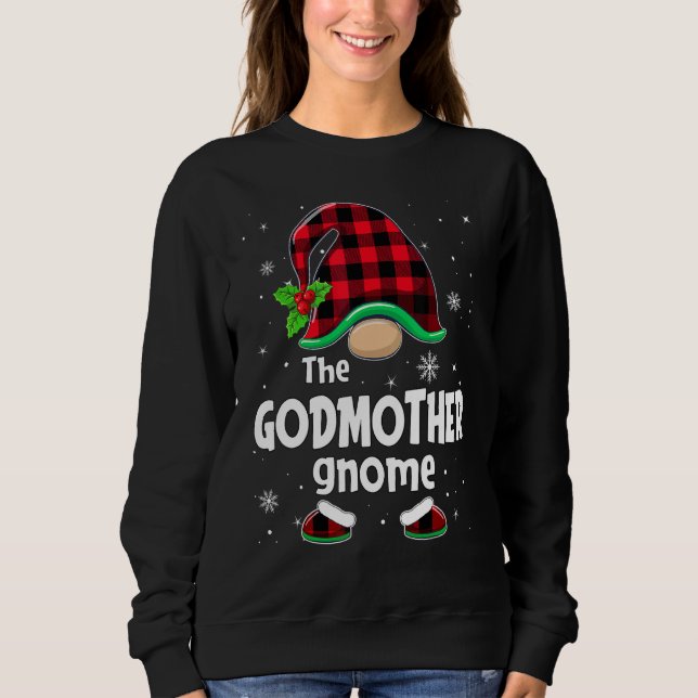 The Godmother Gnome Buffalo Plaid Christmas Matchi Sweatshirt (Vorderseite)