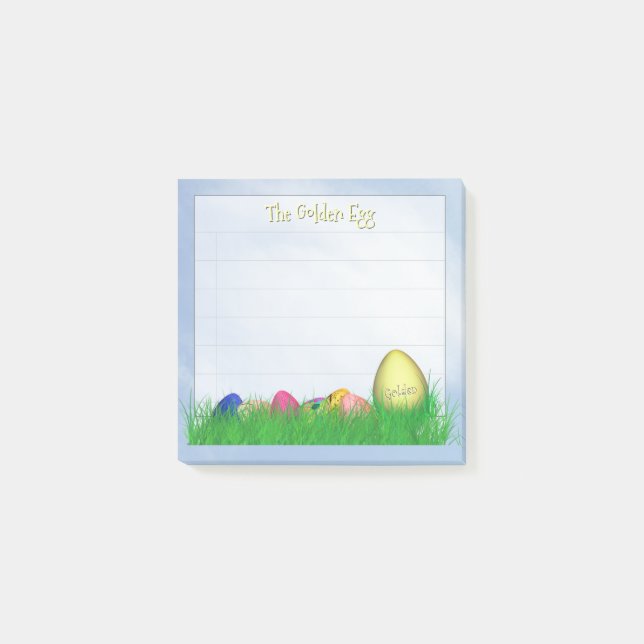 "The Golden Oaster Egg" - Blue Sky Lined Post-it Klebezettel (Vorderseite)