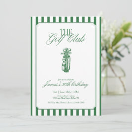 The Golf Club Golf Birthday Party Green Stripe Einladung