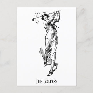 "The Golfess" Vintage Lady Golfer Postkarte