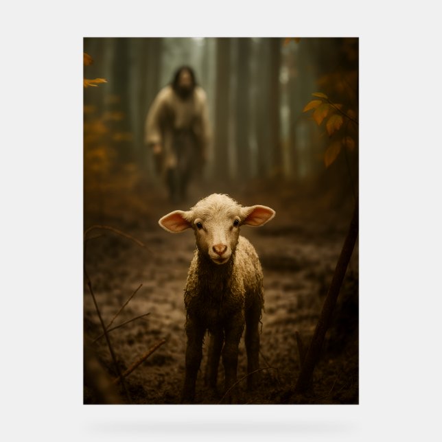 The Good Shepherd and the Lost Lamb – Jesus & Lamb Acrylschild (Vorderseite)