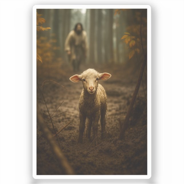 The Good Shepherd and the Lost Lamb – Jesus & Lamb Aufkleber (Vorderseite)
