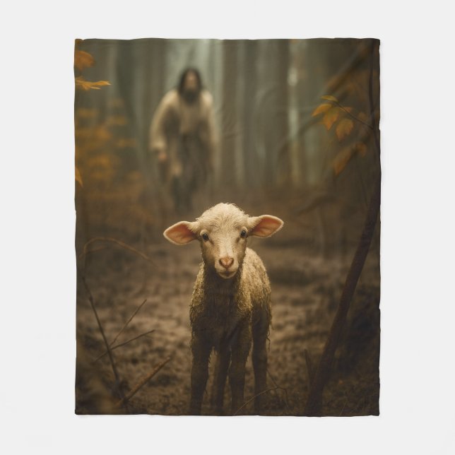 The Good Shepherd and the Lost Lamb – Jesus & Lamb Fleecedecke (Vorderseite)