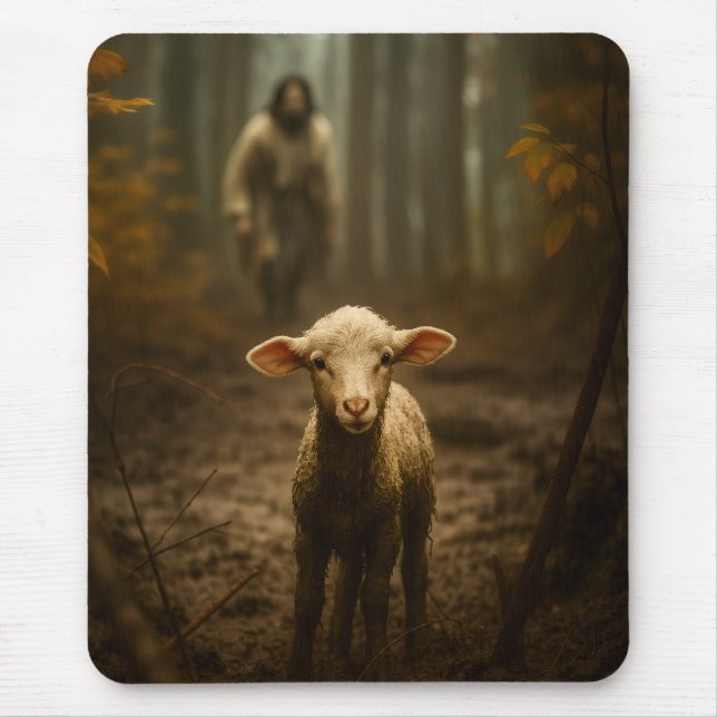 The Good Shepherd and the Lost Lamb – Jesus & Lamb Mousepad (Vorne)