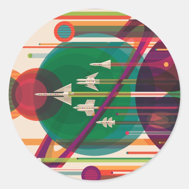 The Grand Tour - NASA/JPLS's Retro Space Poster Runder Aufkleber (Vorderseite)