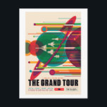 The Grand Tour - NASA Vision of the Future Postkarte<br><div class="desc">Dieses skurrile Reiseplakat stellt sich eine zukünftige Regatta vor, in der Entdecker die historische Grand Tour von Voyager 1 und 2 des äußeren Sonnensystems nachstellen. Ein kreatives Team visueller Strategen bei JPL hat die Plakatserie mit dem Titel "Visions of the Future" erstellt. Künstler, Designer und Illustratoren waren an der Gestaltung...</div>