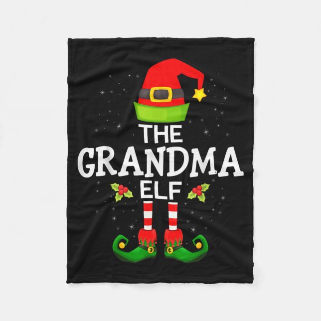 The Grandma Elf Christmas Family Matching Pajama  Fleecedecke (Vorderseite)